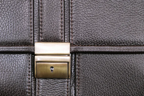 Lock leather briefcase. Skin texture. — Stock Photo, Image