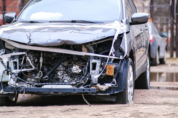 Bilen Efter Olyckan Krockkuddarna Gick Försäljning Reservdelar — Stockfoto