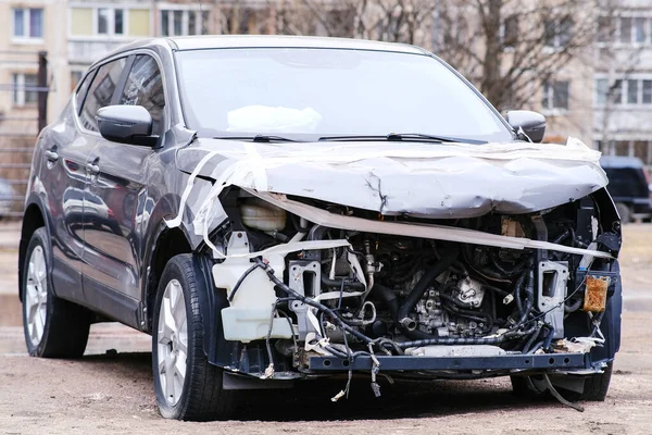 Bilen Efter Olyckan Krockkuddarna Gick Försäljning Reservdelar — Stockfoto
