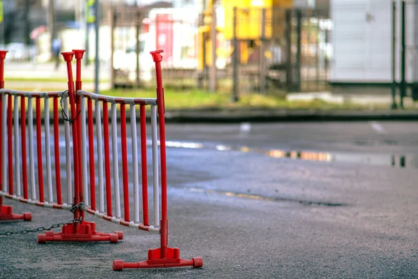 Barriere Stradali Plastica Sono Progettate Garantire Sicurezza Del Traffico Recinzioni — Foto Stock