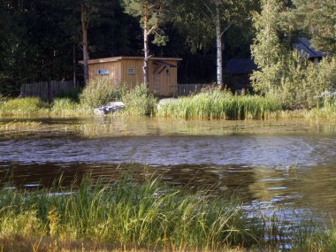 Çimenler gölün kıyısında yetişir.
