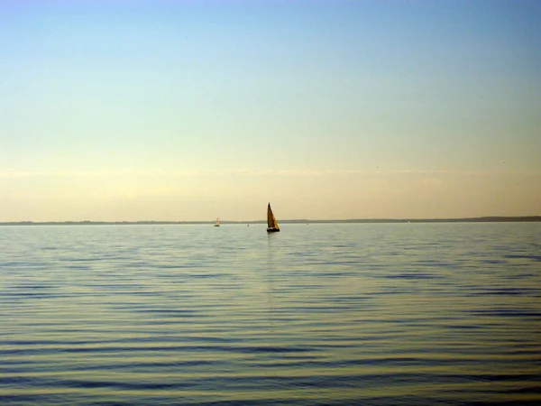 Yacht Sails Sea Sunset — Stock Photo, Image