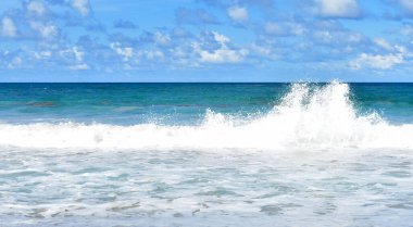 Büyük dalgalar kıyıya vuruyor.