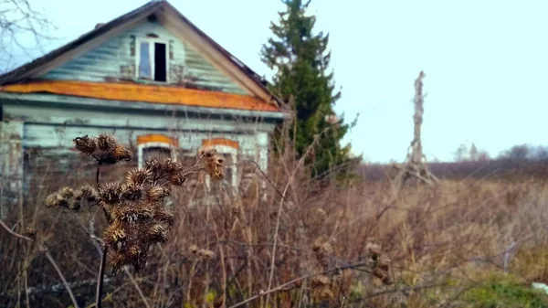 Altes Holzhaus Einem Verlassenen Dorf — Stockfoto