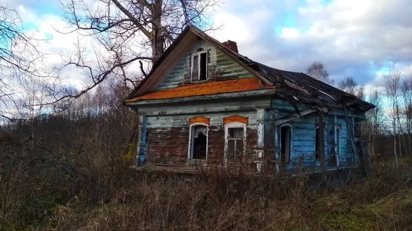 Wooden Old House Abandoned Village — Stock Photo, Image