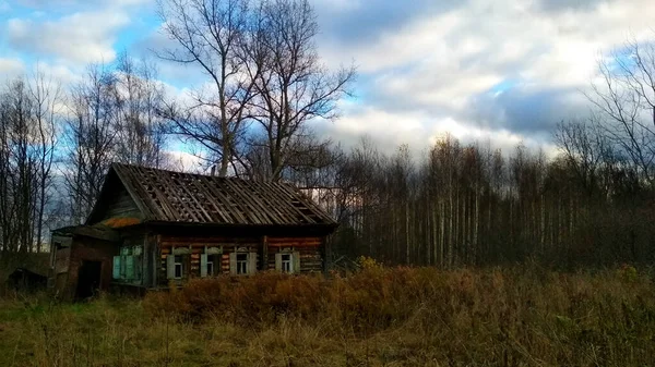 Vieille Maison Bois Dans Village Abandonné — Photo