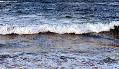 Beyaz dalgalar kıyıya vuruyor