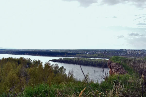 Panorama Över Floden Och Skogen Stranden — Stockfoto