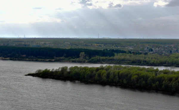 Panorama Över Floden Och Skogen Stranden — Stockfoto