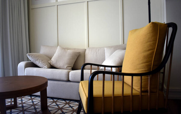 The interior of the room. Sofa. Table