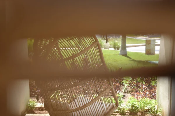 Деревянное Кресло Гамак Балконе — стоковое фото
