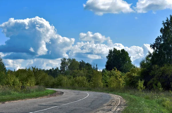 Asphalt Road Forest Blue Sky — Stock Photo, Image