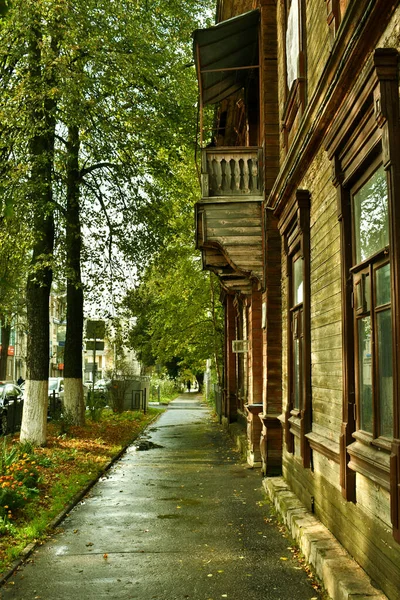 Case Vechi Din Lemn Strada Orașului — Fotografie, imagine de stoc