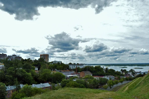 Nizhny Novgorod Panoraması Oka Volga Nehirleri — Stok fotoğraf