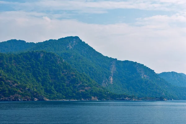Siluet Biru Pegunungan Pantai Aegea Turki — Stok Foto