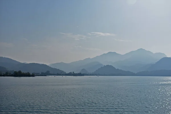 Blauwe Silhouetten Van Bergen Aan Egeïsche Kust Turkije — Stockfoto