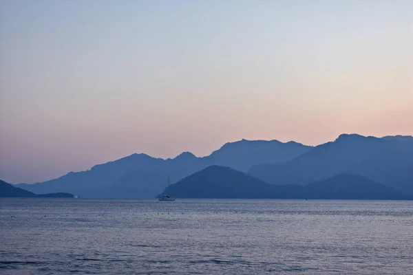 Siluetas Azules Montañas Costa Del Egeo Turquía — Foto de Stock