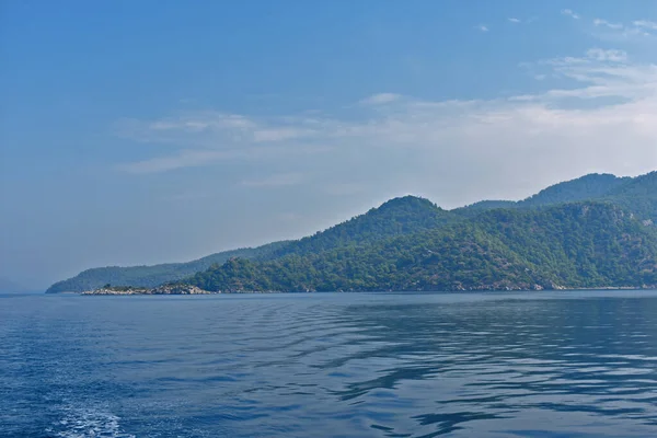 Siluetas Azules Montañas Costa Del Egeo Turquía —  Fotos de Stock