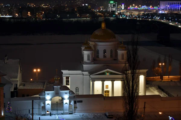 Nizhny Novgorod Cidade Brilha Uma Noite Inverno — Fotografia de Stock