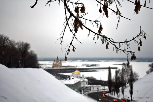 Kışın Kar Altında Ortodoks Kilisesi Nizhny Novgorod — Stok fotoğraf