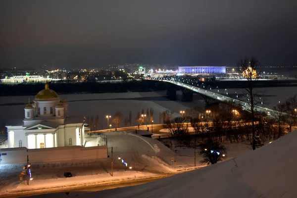 Nischni Nowgorod Leuchtet Einer Winternacht — Stockfoto