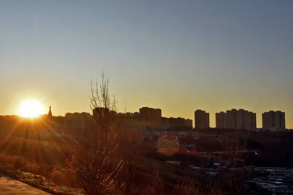 Panorama Města Nižního Novgorodu Úsvitu — Stock fotografie