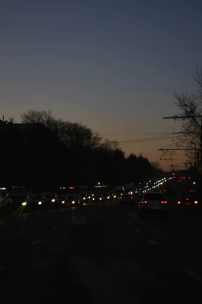 Auto Bewegen Rond Stad Nachts — Stockfoto