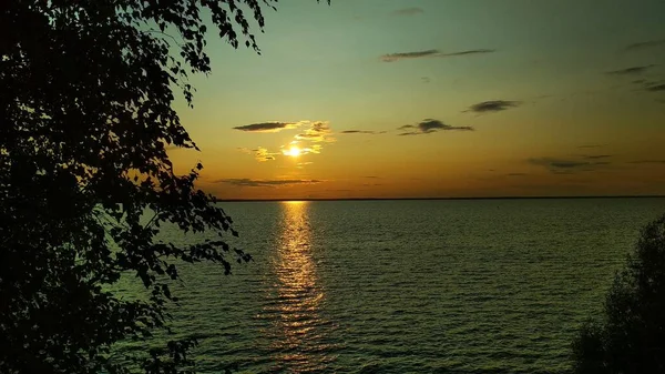 Puesta Sol Río Volga — Foto de Stock