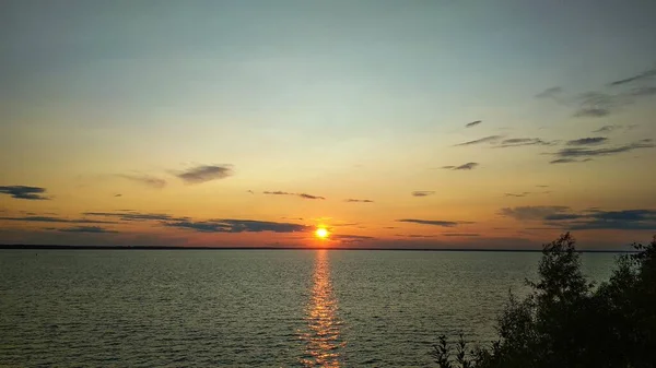 Zonsondergang Wolga Rivier — Stockfoto