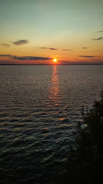 Pôr Sol Rio Volga — Fotografia de Stock