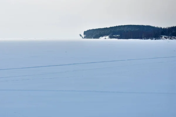 Panorama Řeky Volhy Zimě — Stock fotografie