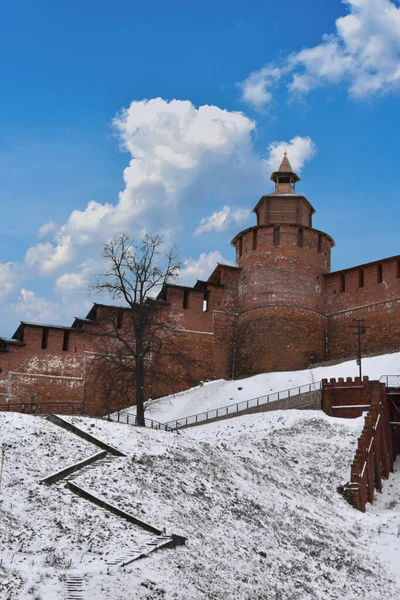 Der Kreml Auf Einem Verschneiten Berg Nischni Nowgorod — Stockfoto