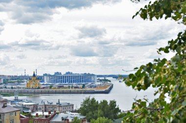Futbol stadyumunun manzarası. Nizhny Novgorod