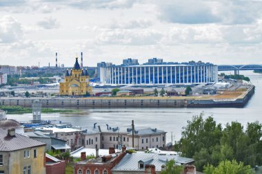 Futbol stadyumunun manzarası. Nizhny Novgorod