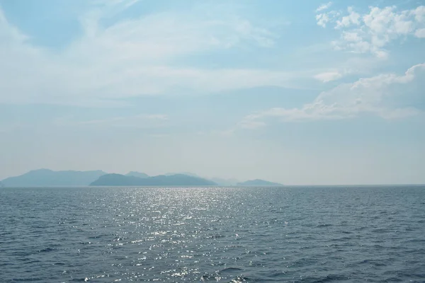 Siluet Biru Pegunungan Laut Aegea — Stok Foto