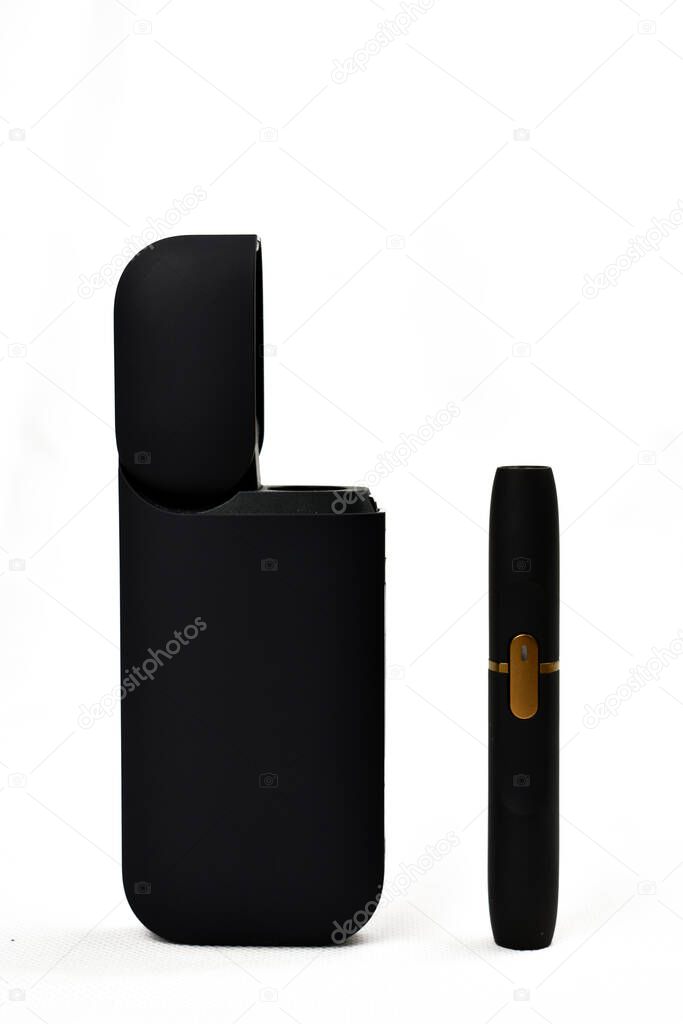 a device to heat tobacco. e-cigarette on a white background