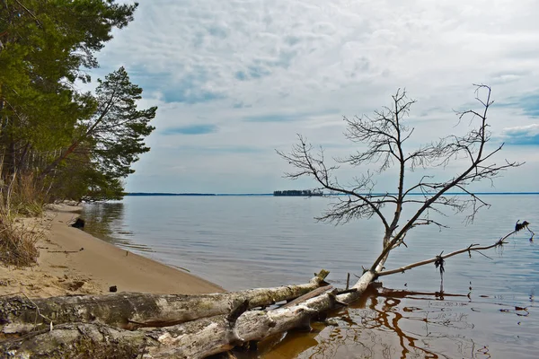 Panorama Rzeki Wołgi Wiosną — Zdjęcie stockowe