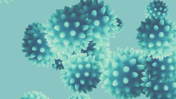 Coronavirus 2019-nCov novo conceito de coronavírus respositivo para surto de gripe asiática e coronavírus influenza como casos perigosos de estirpe de gripe como uma pandemia. Microscópio vírus close-up — Vídeo de Stock