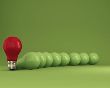 Işık Ampüller kırmızı bir farklı fikir diğerleri yeşil renkli, en az kavram fikir sırasının.