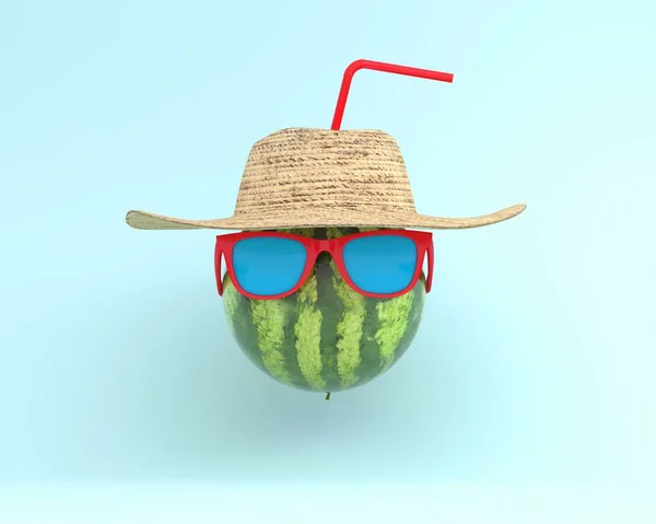 Summer times of funny attractive watermelon in stylish sunglasse — Stock Photo, Image