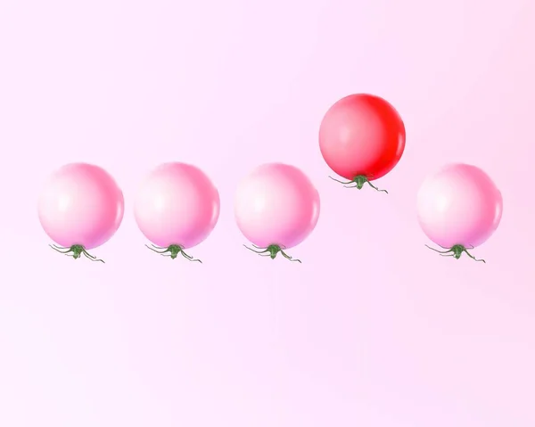 创意布局突出番茄气球红色概念粉彩 — 图库照片