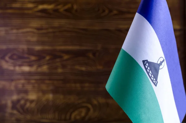 Fragmento Bandera Lesotho Espacio Primer Plano Para Texto Borrosa Bandera —  Fotos de Stock