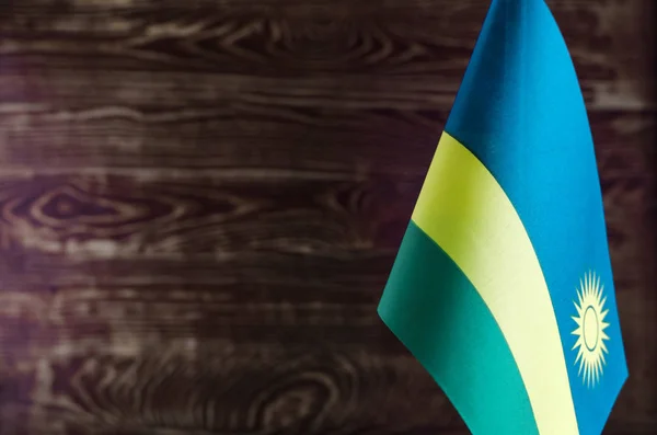 Fragmento Bandera República Ruanda Primer Plano Para Fondo Borroso —  Fotos de Stock