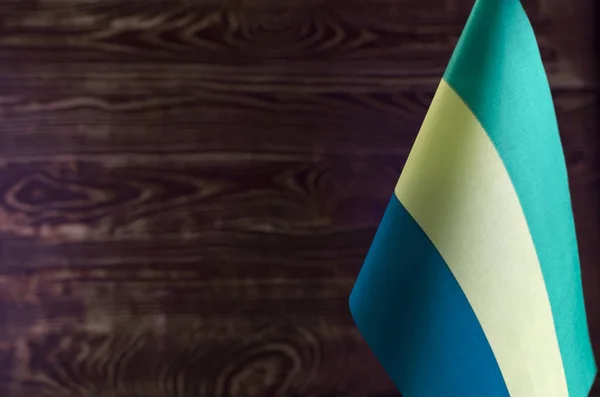Fragment Flag Gabonese Republic Foreground Space Text Blurred Background — Stock Photo, Image
