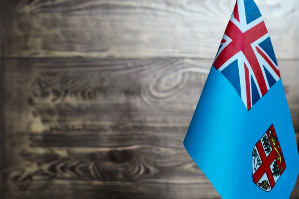 Fragmento Bandera República Fiji Primer Plano Borroso Espacio Copia Fondo —  Fotos de Stock