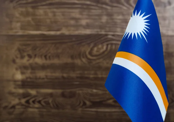 Fragmento Bandera República Las Islas Marshall Primer Plano Espacio Copia —  Fotos de Stock