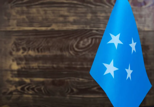 Fragment Flag Federated States Micronesia Foreground Blurred Background Copy Space — Stock Photo, Image