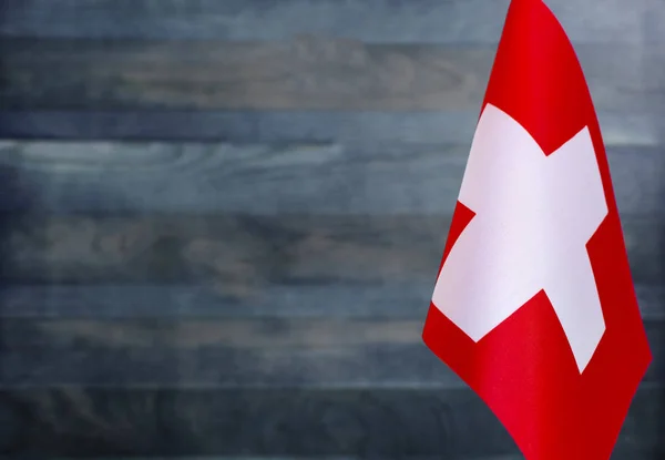 Fragmento Bandera Suiza Primer Plano Difuminado Espacio Copia Fondo —  Fotos de Stock