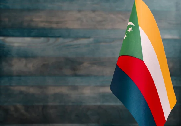 Fragmento Bandera Las Comoras Primer Plano Borroso Espacio Copia Fondo —  Fotos de Stock