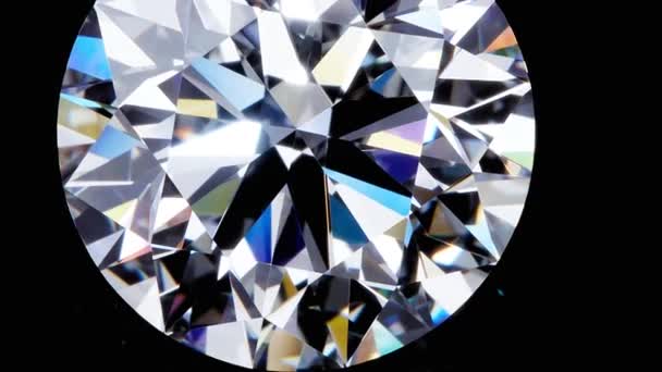 Natuurlijke Ronde Cut Big Diamond Zwarte Achtergrond Extreem Close — Stockvideo